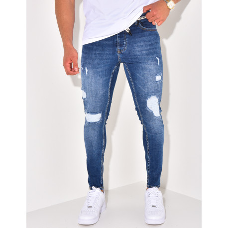 Jeans destroy à ceinture ficelle "Karomade"