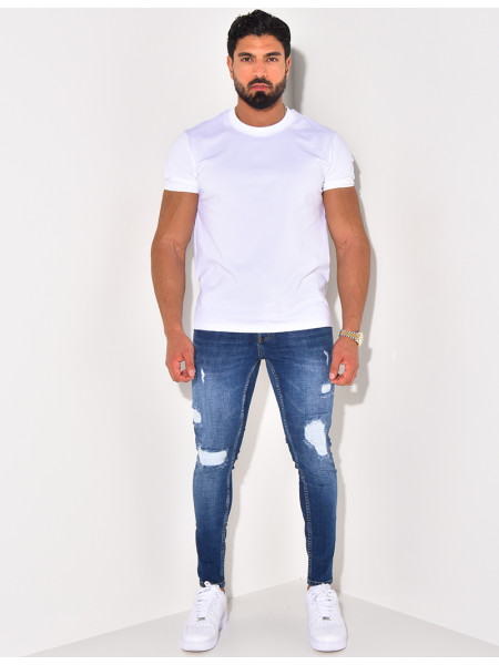 Jeans destroy à ceinture ficelle "Karomade"