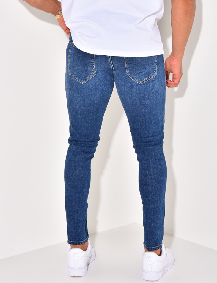 Jeans destroy à ceinture ficelle "Karomade"