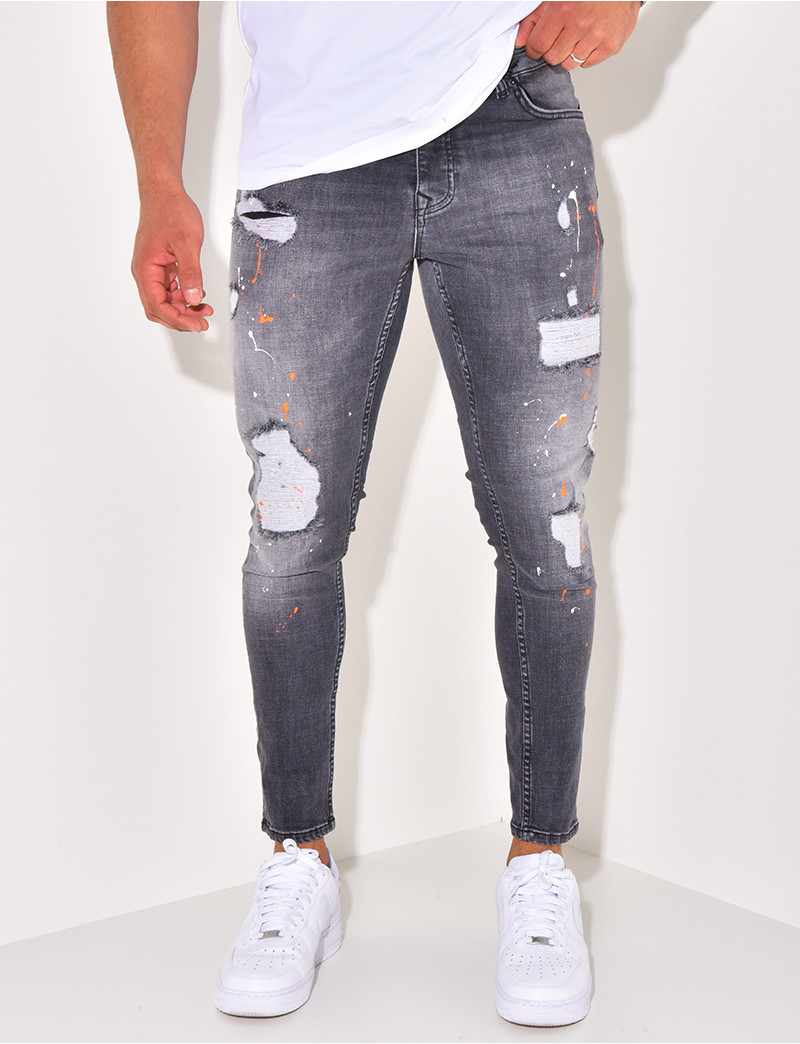 Jean Skinny Jean Dsquared Peinture Dsquared2 Jean Avec Tache De