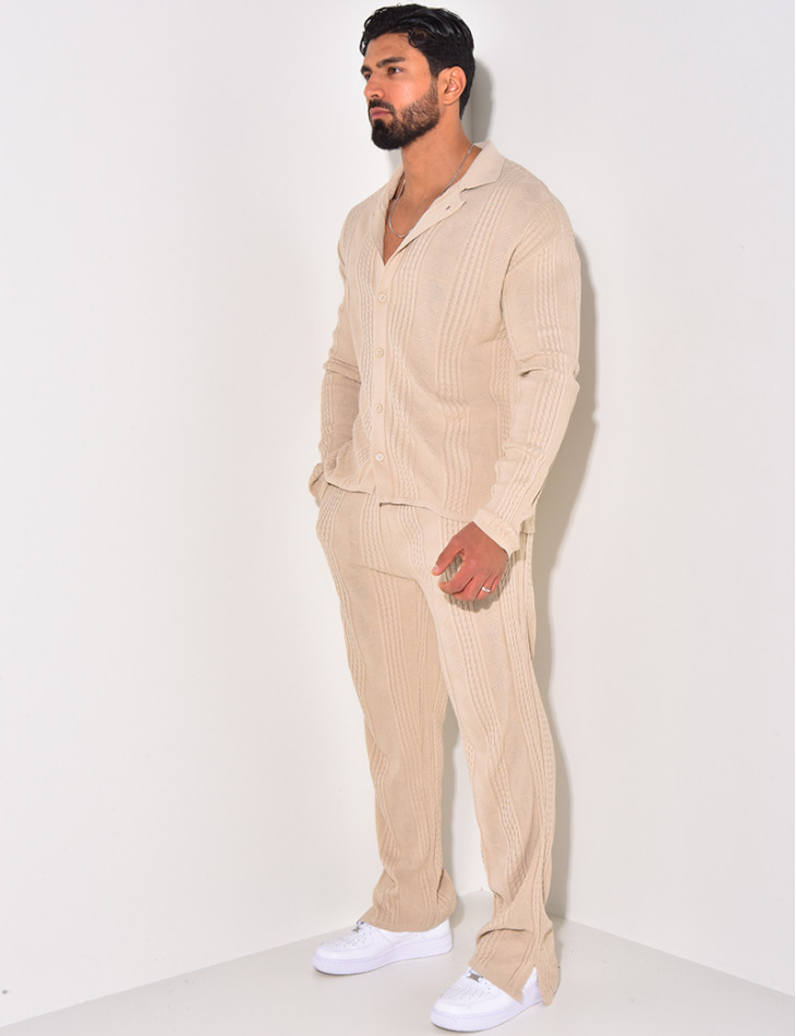 Ensemble pantalon et gilet texturé