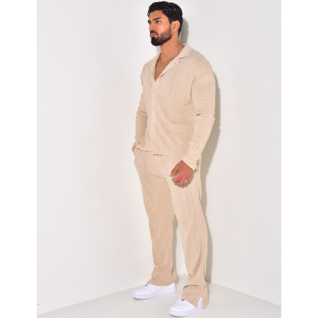 Ensemble pantalon et gilet texturé