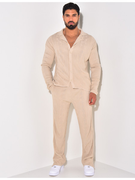 Ensemble pantalon et gilet texturé