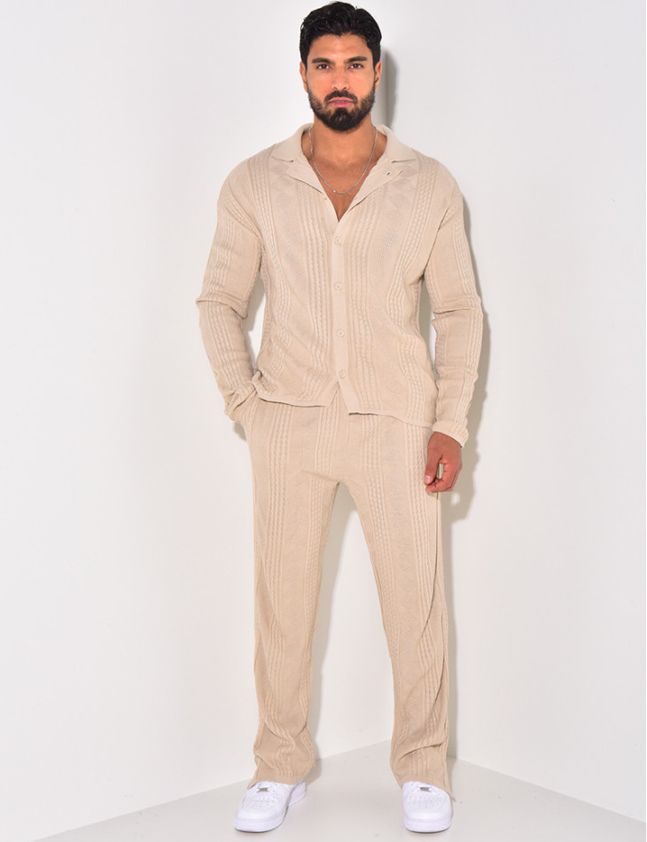 Ensemble pantalon et gilet texturé