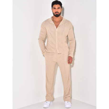 Ensemble pantalon et gilet texturé