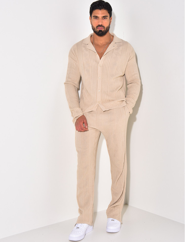 Ensemble pantalon et gilet texturé