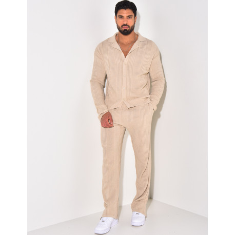 Ensemble pantalon et gilet texturé