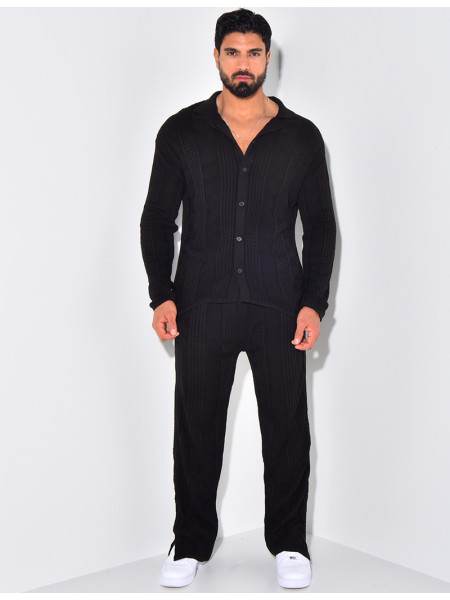 Ensemble pantalon et gilet texturé