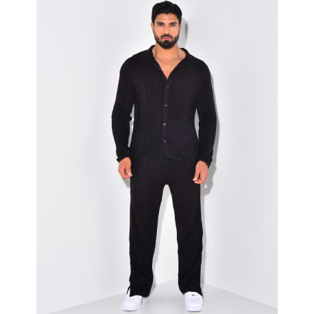 Ensemble pantalon et gilet texturé