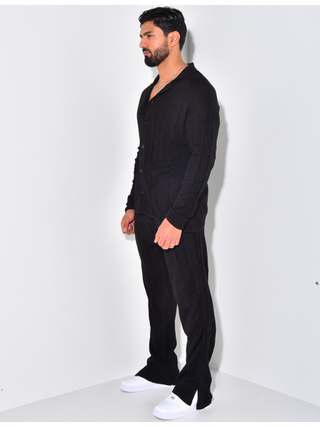 Ensemble pantalon et gilet texturé