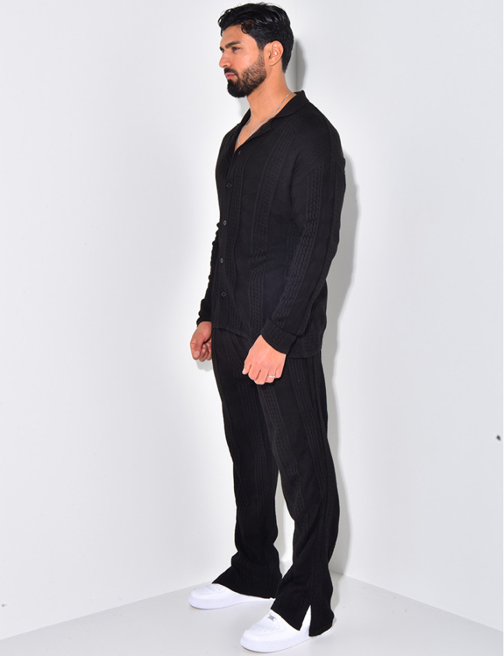Ensemble pantalon et gilet texturé
