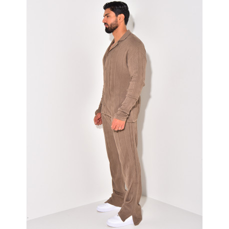 Ensemble pantalon et gilet texturé