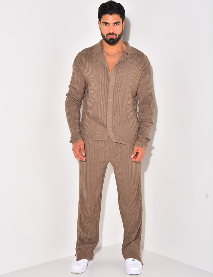 Ensemble pantalon et gilet texturé