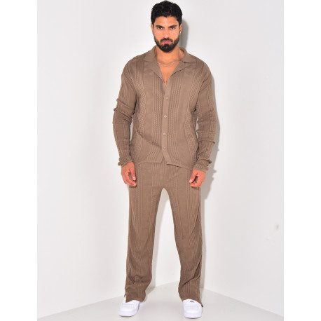 Ensemble pantalon et gilet texturé