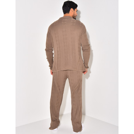 Ensemble pantalon et gilet texturé