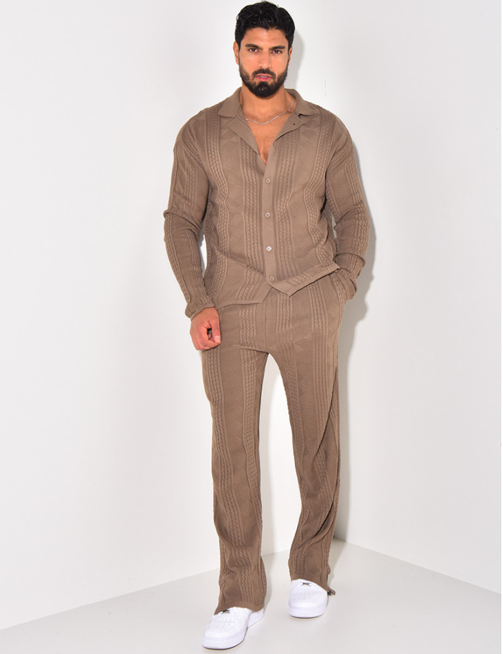 Ensemble pantalon et gilet texturé