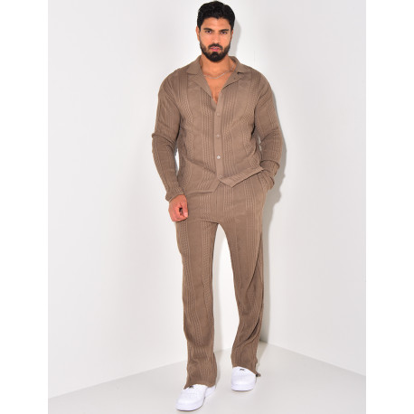 Ensemble pantalon et gilet texturé