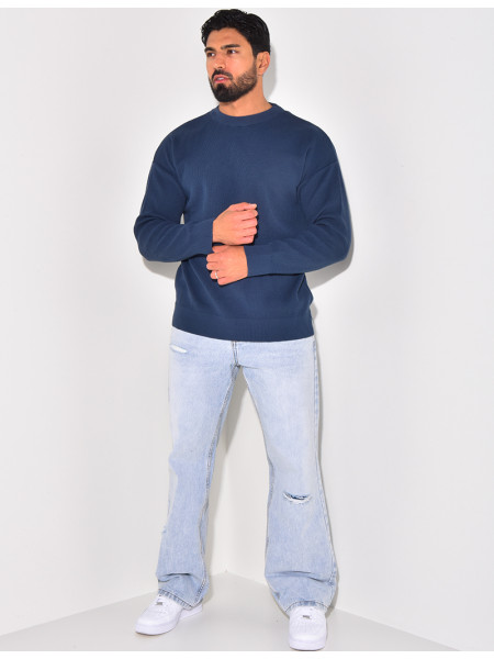 Pull fin à col rond