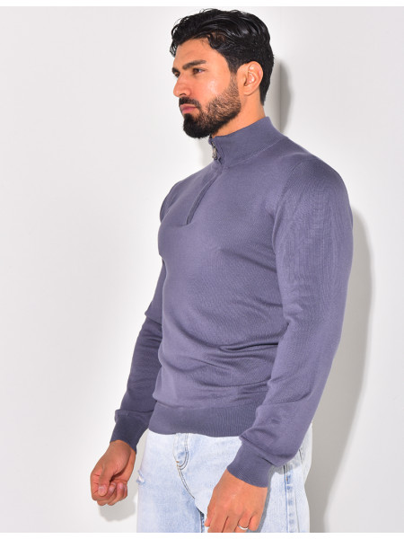 Pull fin col à fermeture éclaire