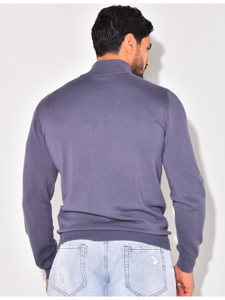 Pull fin col à fermeture éclaire