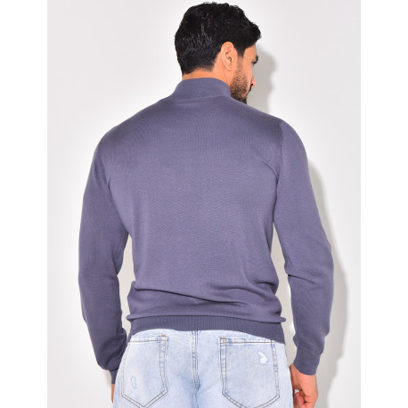 Pull fin col à fermeture éclaire