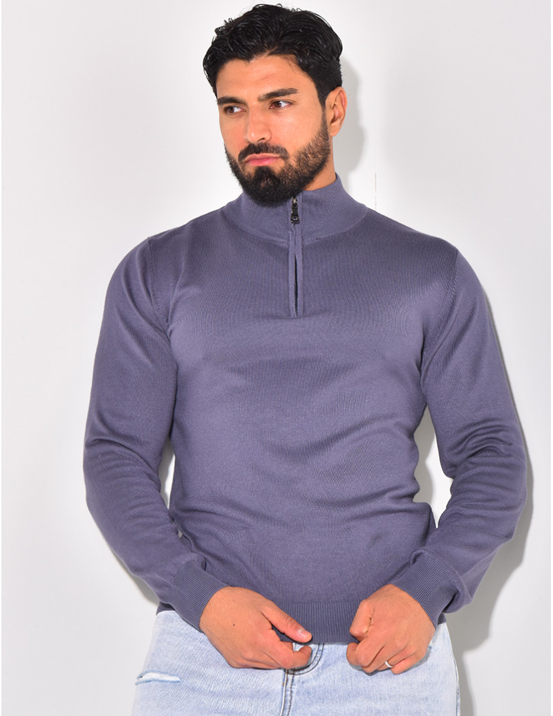 Pull fin col à fermeture...