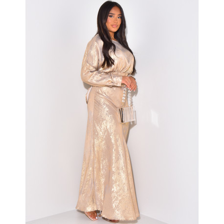 Set aus langem Rock und Top zum Binden irisierender Stoff