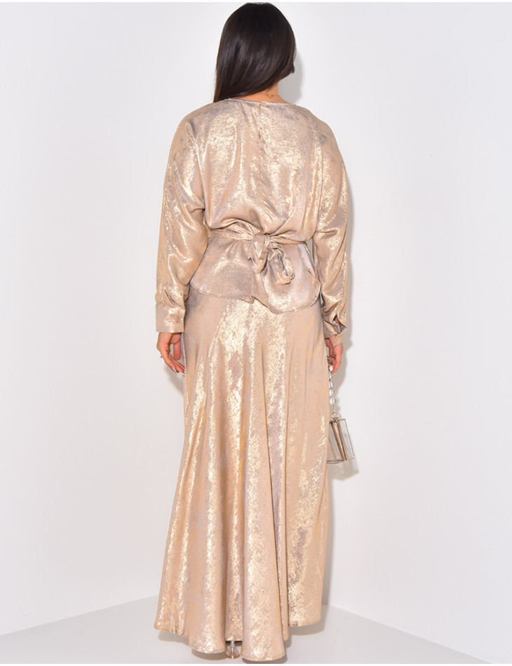 Set aus langem Rock und Top zum Binden irisierender Stoff