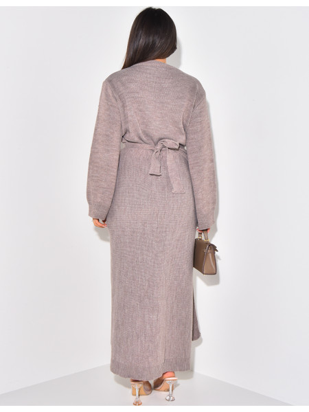 Set aus langem Pullover und Rock aus Wolle zum Binden