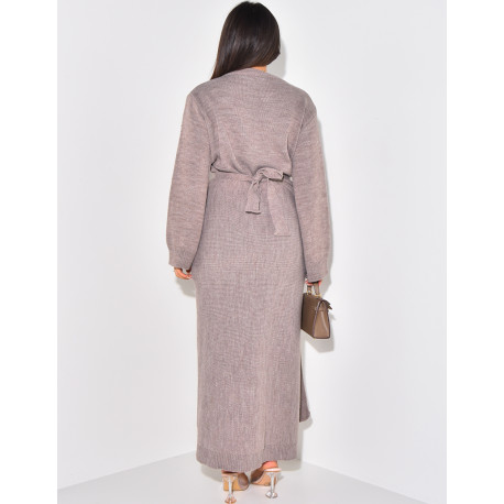 Set aus langem Pullover und Rock aus Wolle zum Binden