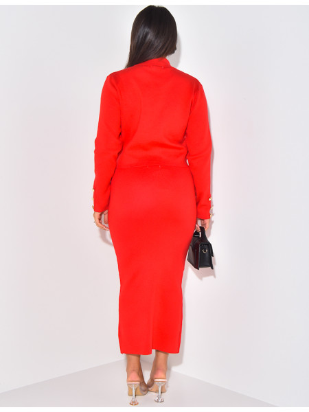 Ensemble jupe et gilet à boutons officiers