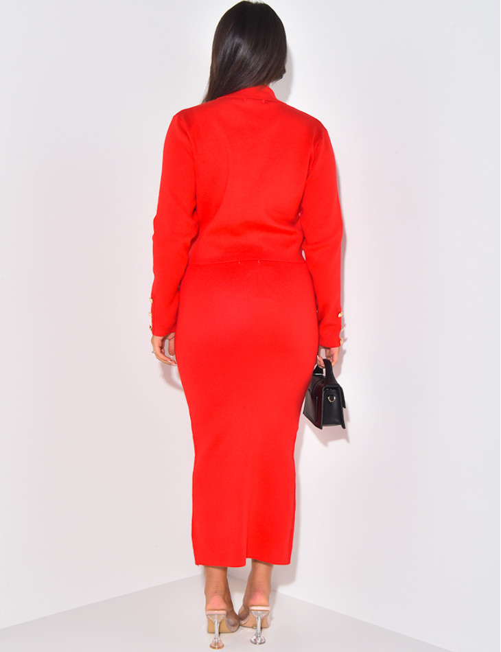 Ensemble jupe et gilet à boutons officiers