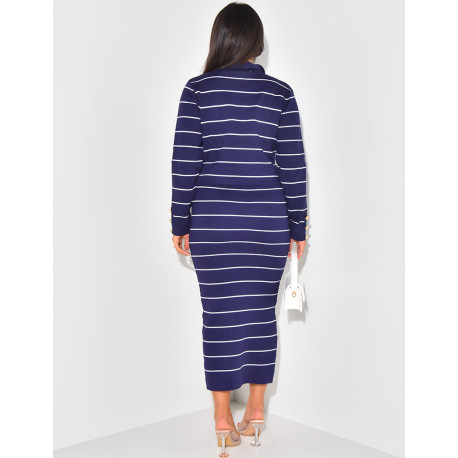 Set aus gestreiftem Offiziersknopfrock und Weste