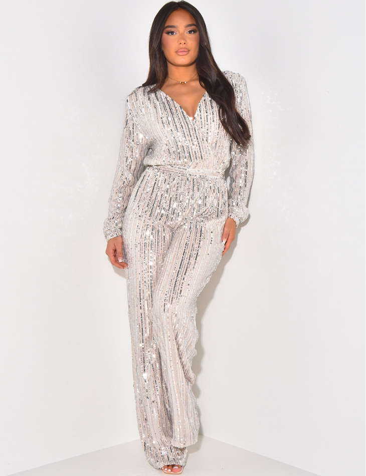 Sequin wrap-around jumpsuit