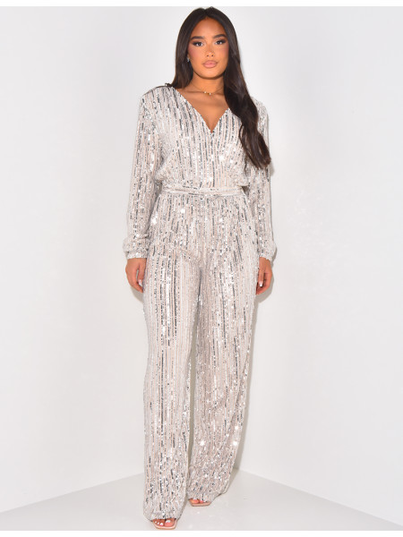 Sequin wrap-around jumpsuit