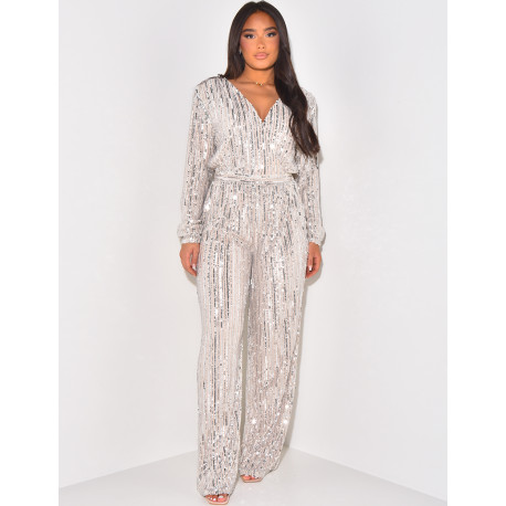 Sequin wrap-around jumpsuit