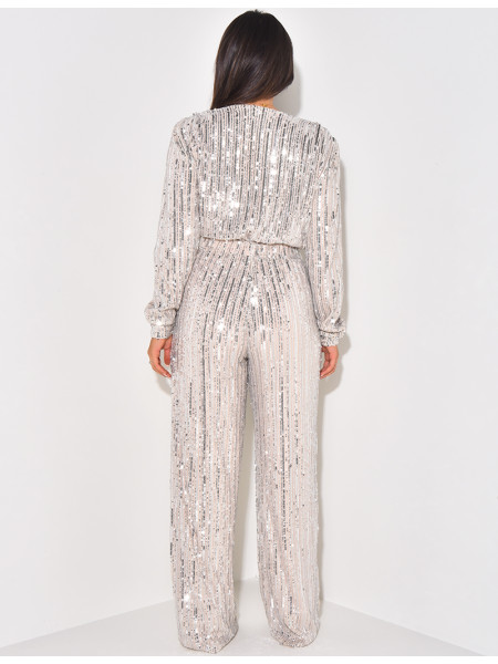 Sequin wrap-around jumpsuit