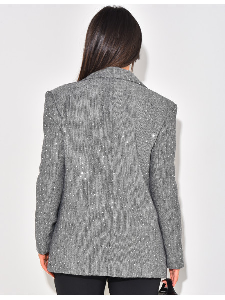 Blazer chiné à badges