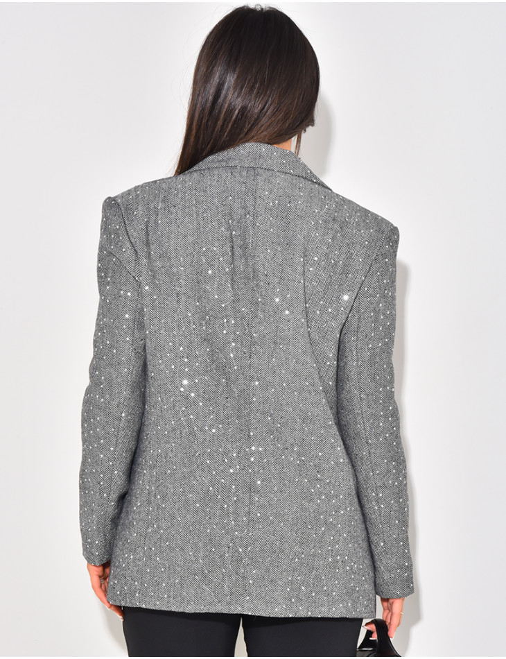 Blazer chiné à badges