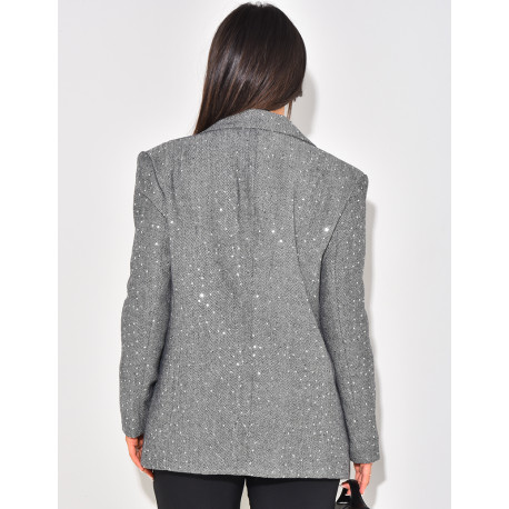 Blazer chiné à badges