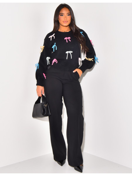 Oversized jumper with multicoloured bows