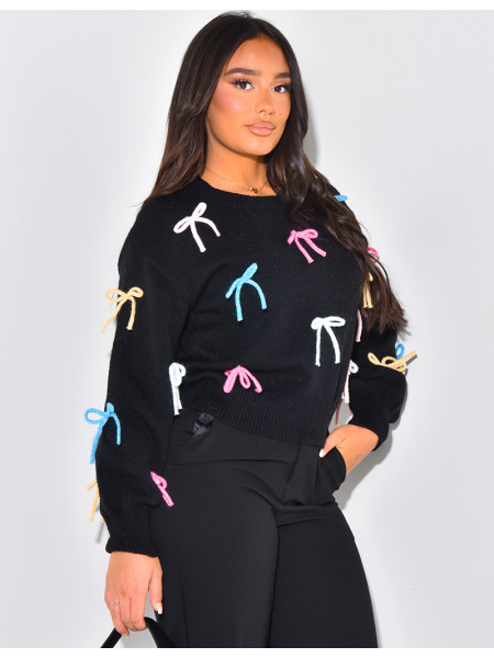 Oversized jumper with multicoloured bows