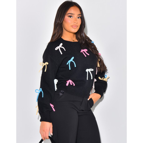 Oversized jumper with multicoloured bows
