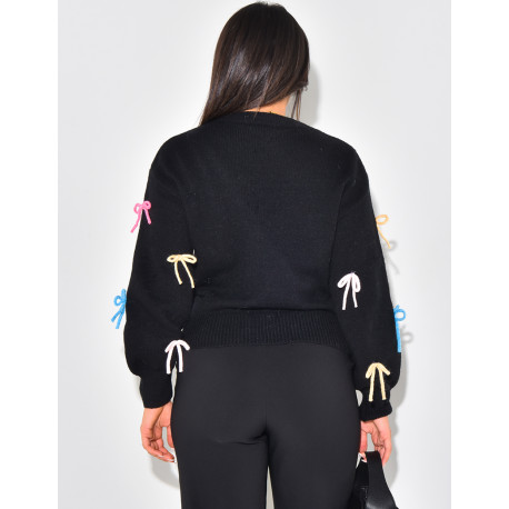 Oversized jumper with multicoloured bows