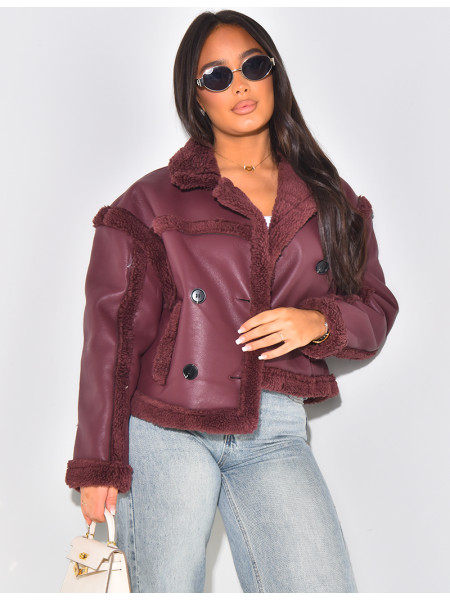 Faux fur leather jacket outlet