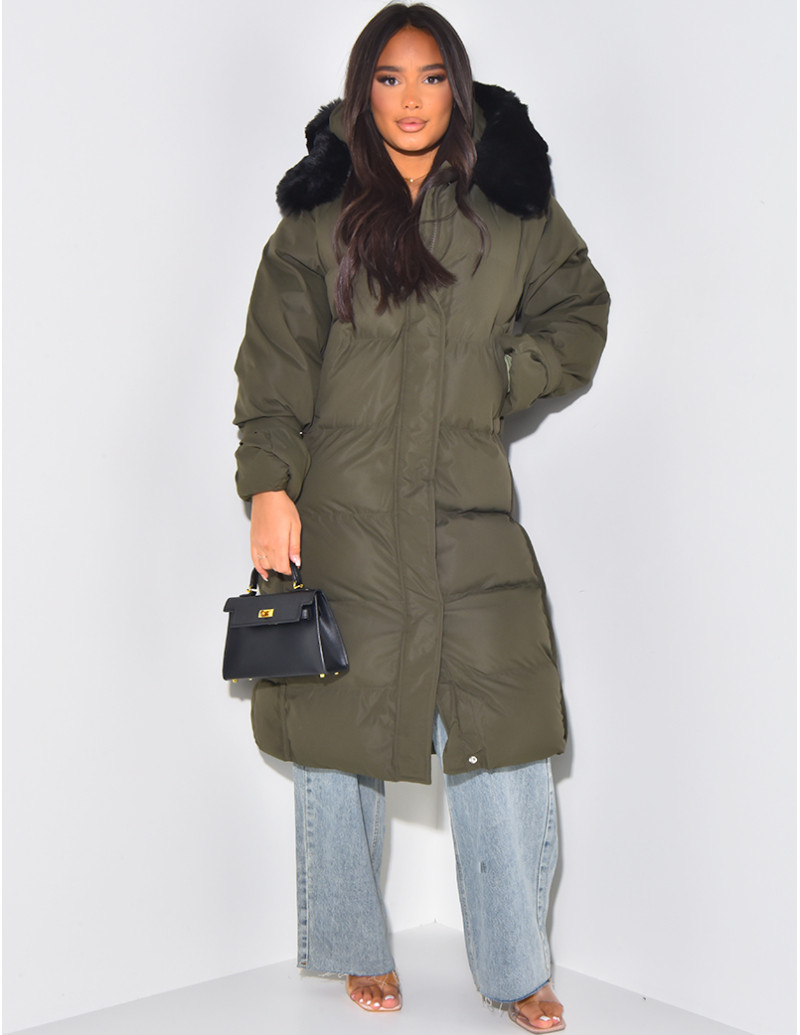 Lange Daunenjacke mit...