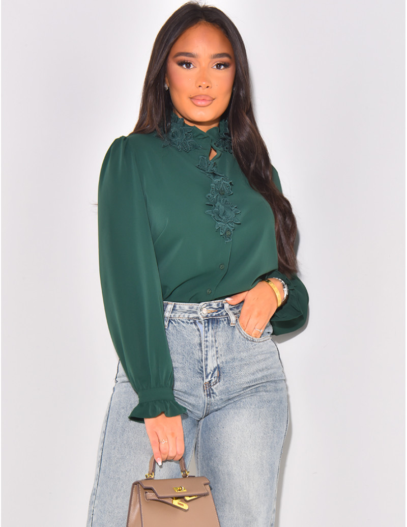 voile shirt with floral...