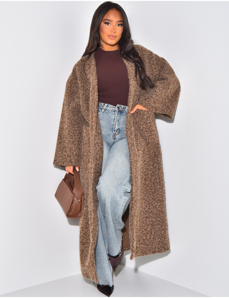 Manteau oversize en laine chiné
