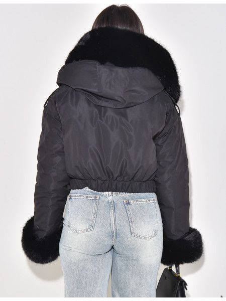Doudoune courte à fourrure amovible