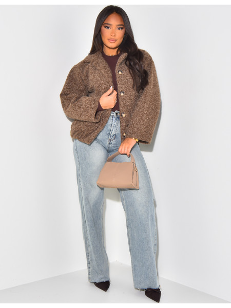 Veste courte en laine chiné